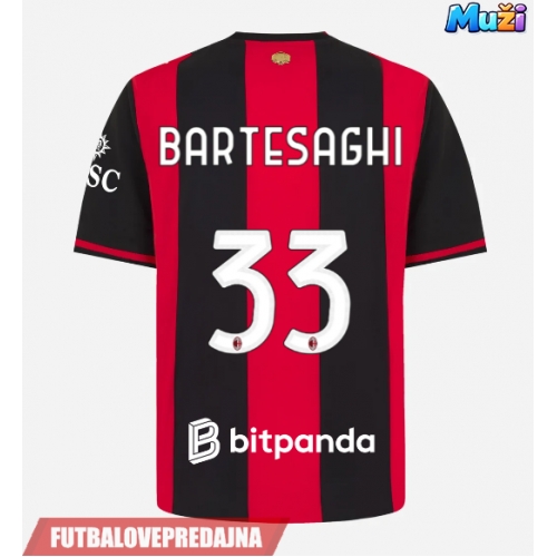 Lacne Muži Futbalové dres AC Milan Davide Bartesaghi #33 2026-27 Krátky Rukáv - Domáci